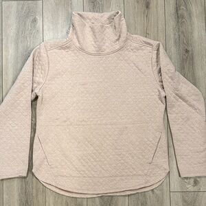 RBX Quilted Cowl Neck Pullover Dip Hem Sweatshirt in Beige/Camel/Tan - XL